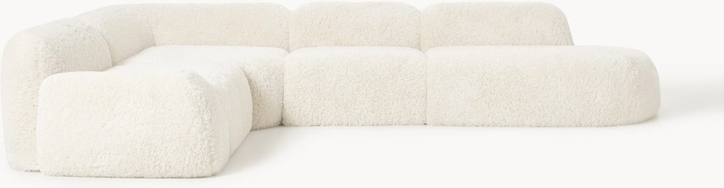 Divano angolare XL componibile 4 posti con chaise longue in teddy Wolke