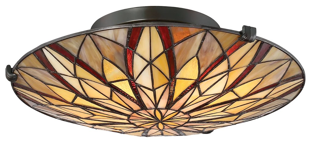 Lampadario Tiffany Victory Vetro Bronzo Valiant 2 Luci E27