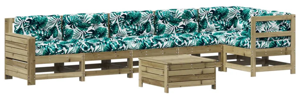 Set divani da giardino 7pz con cuscini legno impregnato di pino