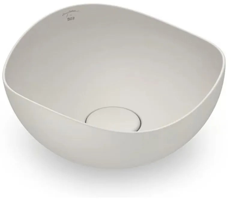 Lavabo da appoggio Ohtake irregolare in porcellana beige