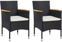 Sedie da Pranzo per Giardino 2 pz in Polyrattan Nero cod mxl 17068