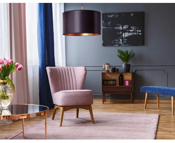 Duolla - Lampadario a sospensione con filo CANNES 1xE27/15W/230V diametro 50 cm nero/rame