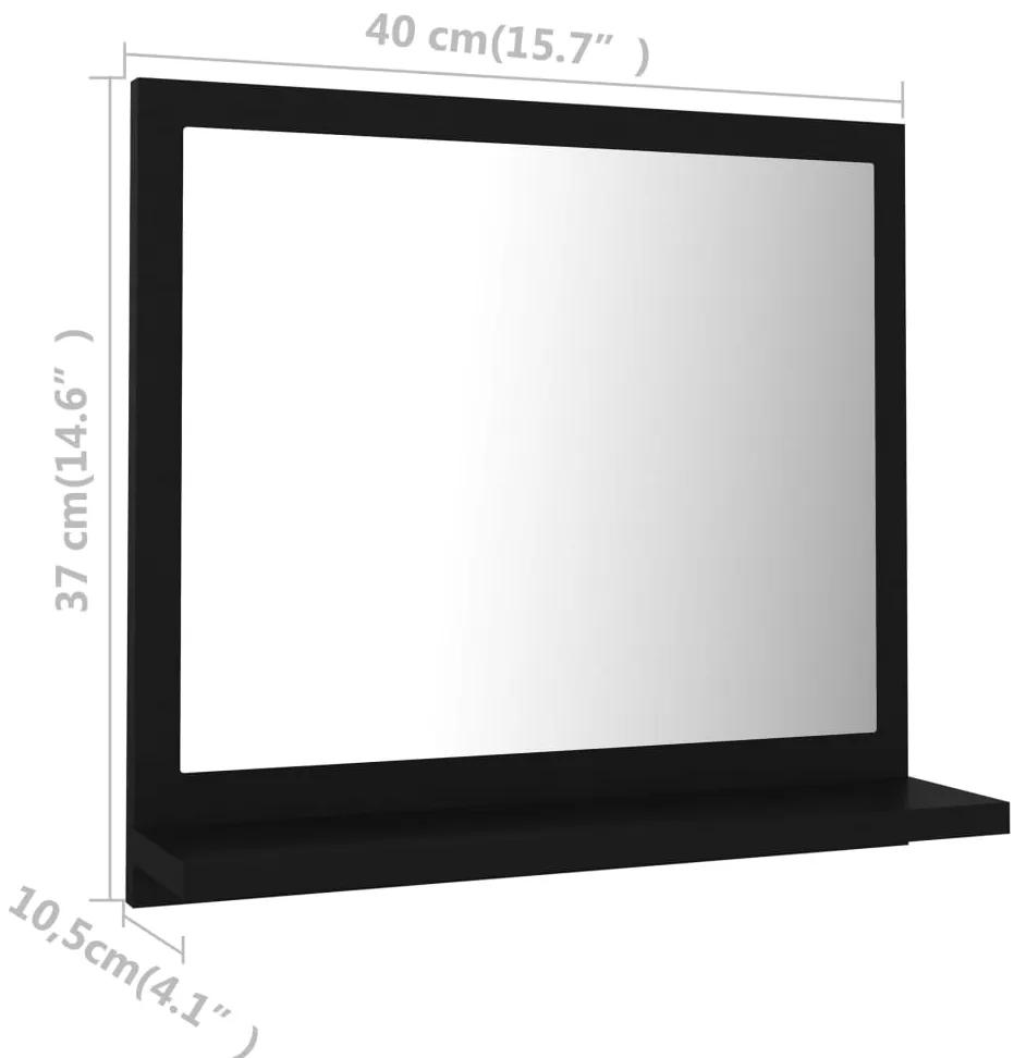 Specchio da Bagno Nero 40x10,5x37 cm in Legno Multistrato