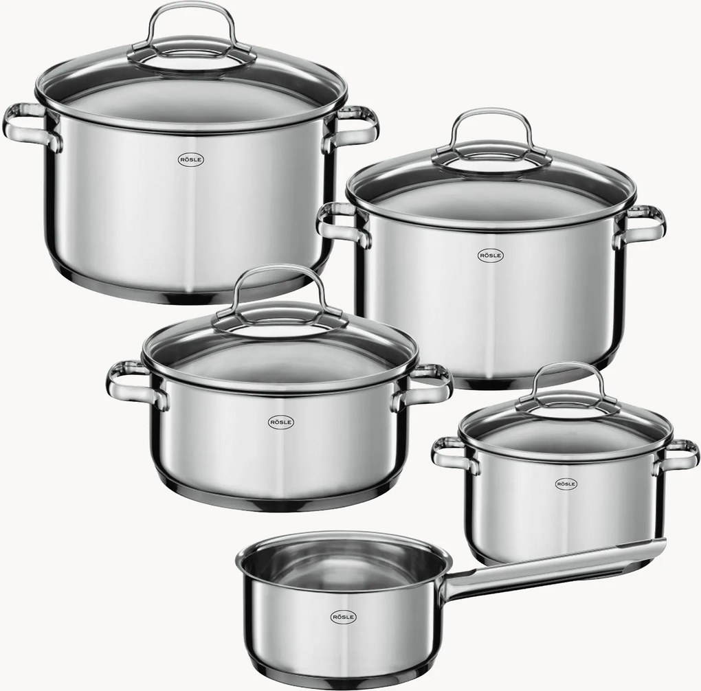 Batteria di pentole in acciaio inossidabile Elegance, set di 5