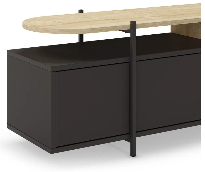 Tavolo TV nero in rovere 160x48 cm Hinoa - Marckeric