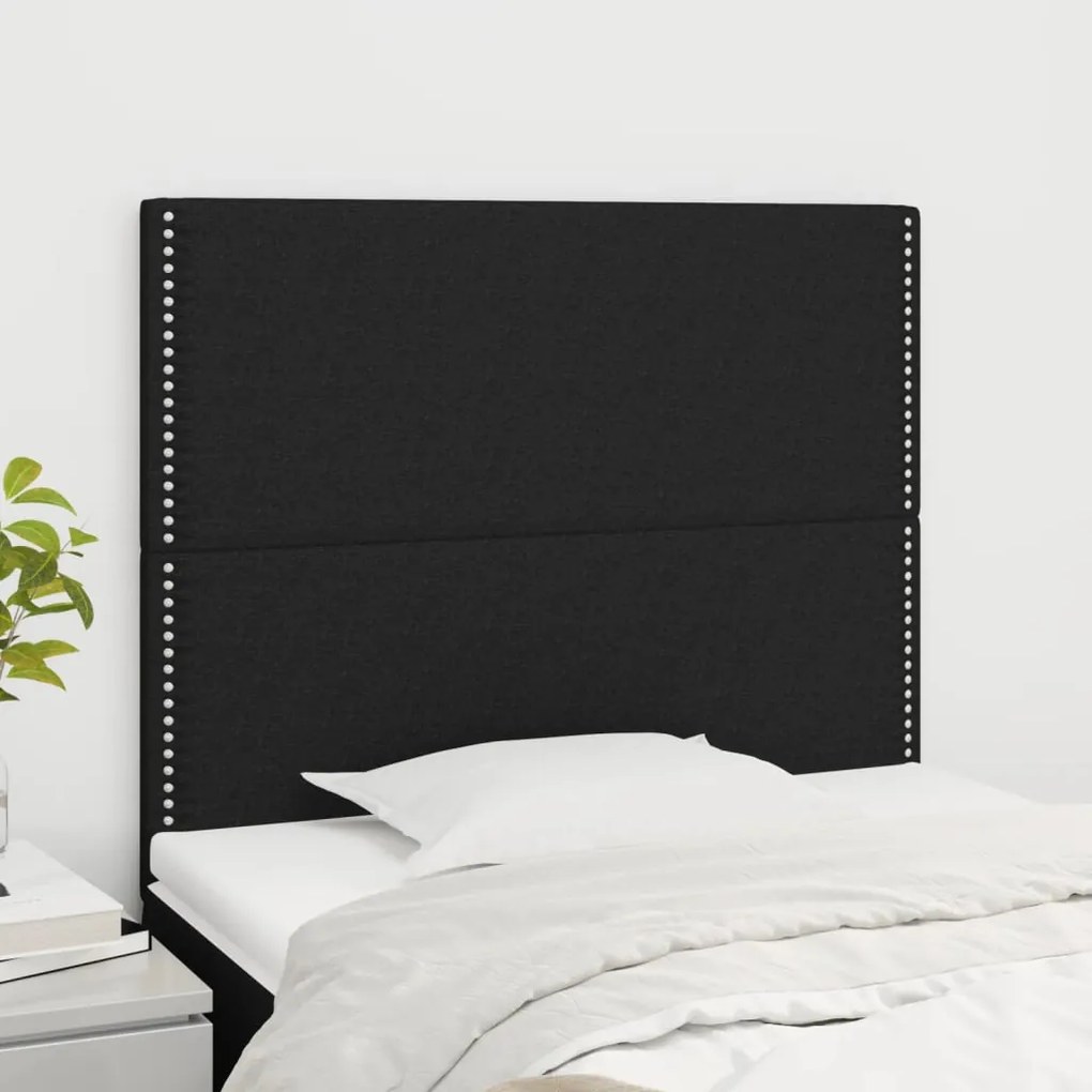 Testiera 2 Pz Nera 90x5x78/88 Cm İn Tessuto /