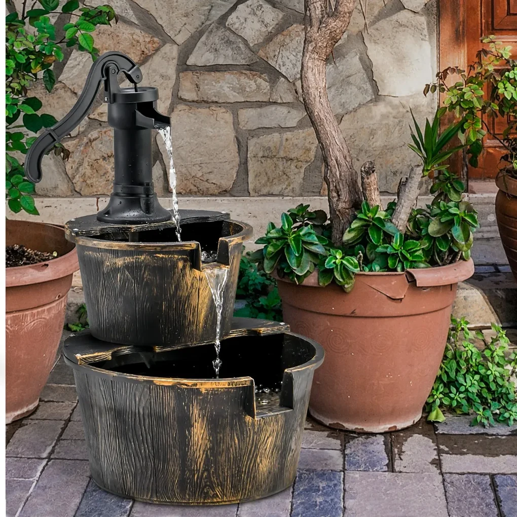 Fontana Con Ricircolo Acqua Fai Da Te Costway Fontana da giardino a 2 livelli con pompa regolabile ricircolo