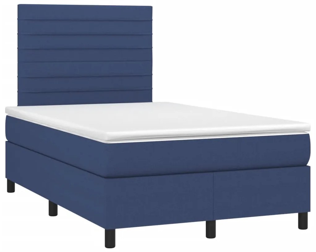 Letto a molle con materasso e led blu 120x190 cm in tessuto