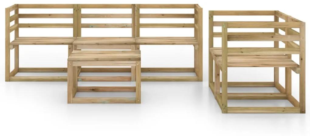 Set divani da giardino 6 pz in legno di pino impregnato verde
