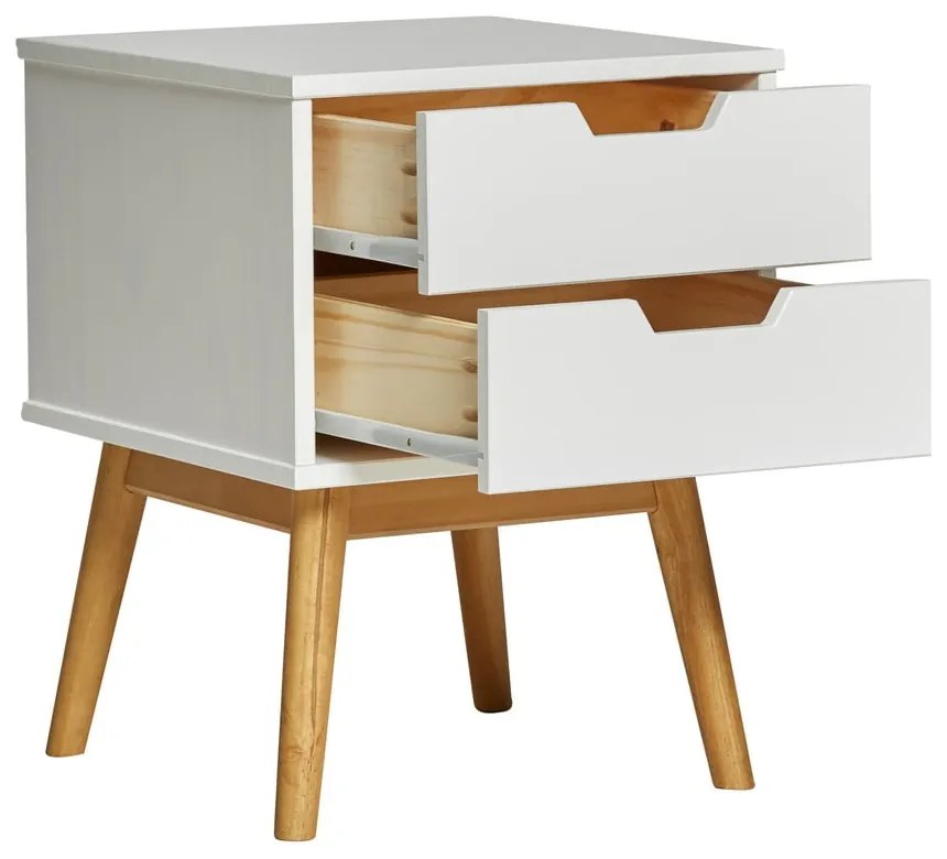 Comodino in legno di pino massiccio bianco Baku - Marckeric