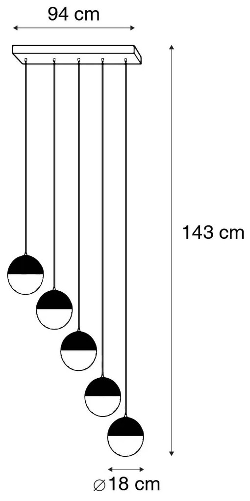 Lampada a sospensione industriale bronzo con legno 5 luci - Haicha