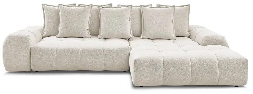 Divano angolare bianco allungabile e con contenitore (penisola a destra/chaise lounge) con rivestimento in ciniglia Everest – Bobochic Paris