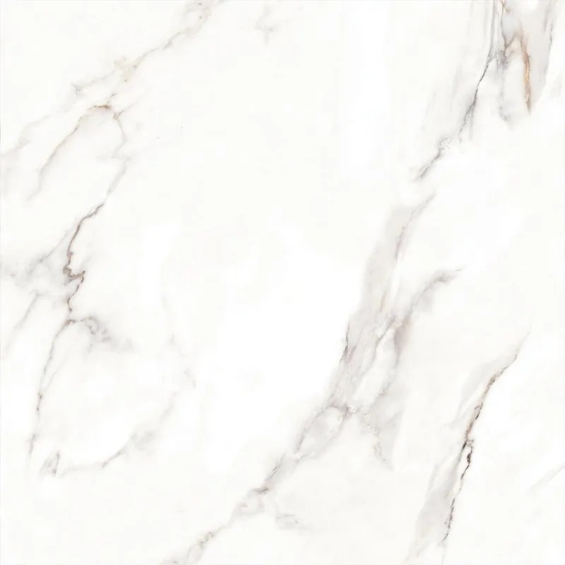 Piastrella da pavimento interno in gres porcellanato 120 x 120 cm rettificato smaltato fondo bianco con venature grigio chiaro lucido Calacatta traffico medio (pei 2/5) Sp. 9 mm 2.88 mq