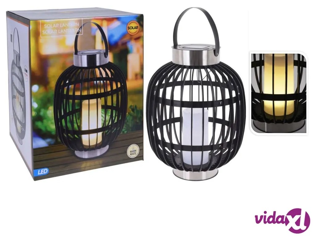 ProGarden Lanterna Solare a LED per Esterni con Candela Nera 35 cm