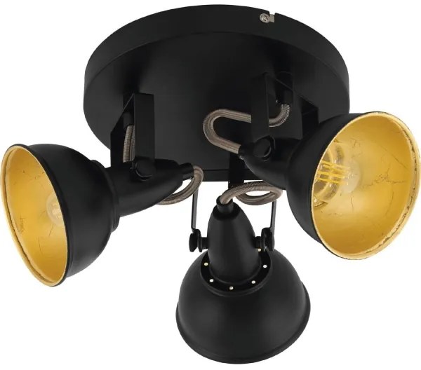Eglo 75514 - Faretto THORNTON 3xE14/28W/230V nero/oro
