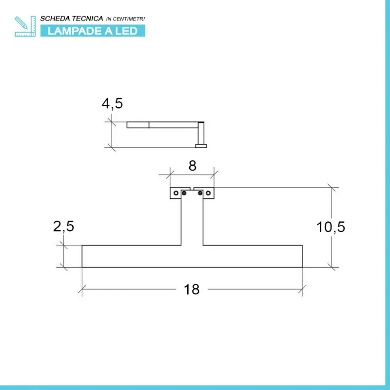 Lampada LED per specchio 18 cm cromo lucido con doppia installazione
