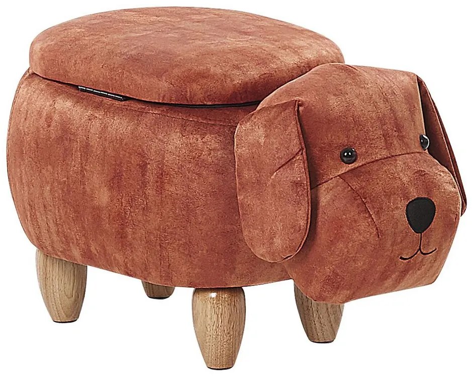 Pouf animaletto in velluto marrone DOGGY Beliani