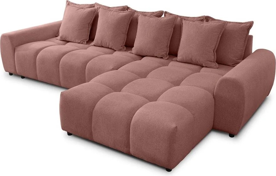 Divano angolare color terracotta (con penisola a destra/con chaise lounge) Albane – Ropez