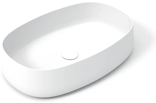 Lavabo da appoggio Wave OLYMPIA CERAMICA ovale in ceramica L 60 x H 14 x P 40 cm bianco lucido piletta non inclusa