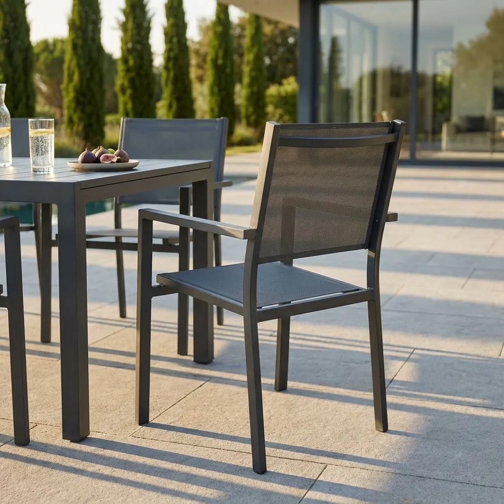 VENUS - poltrona da giardino in alluminio e textilene impilabile