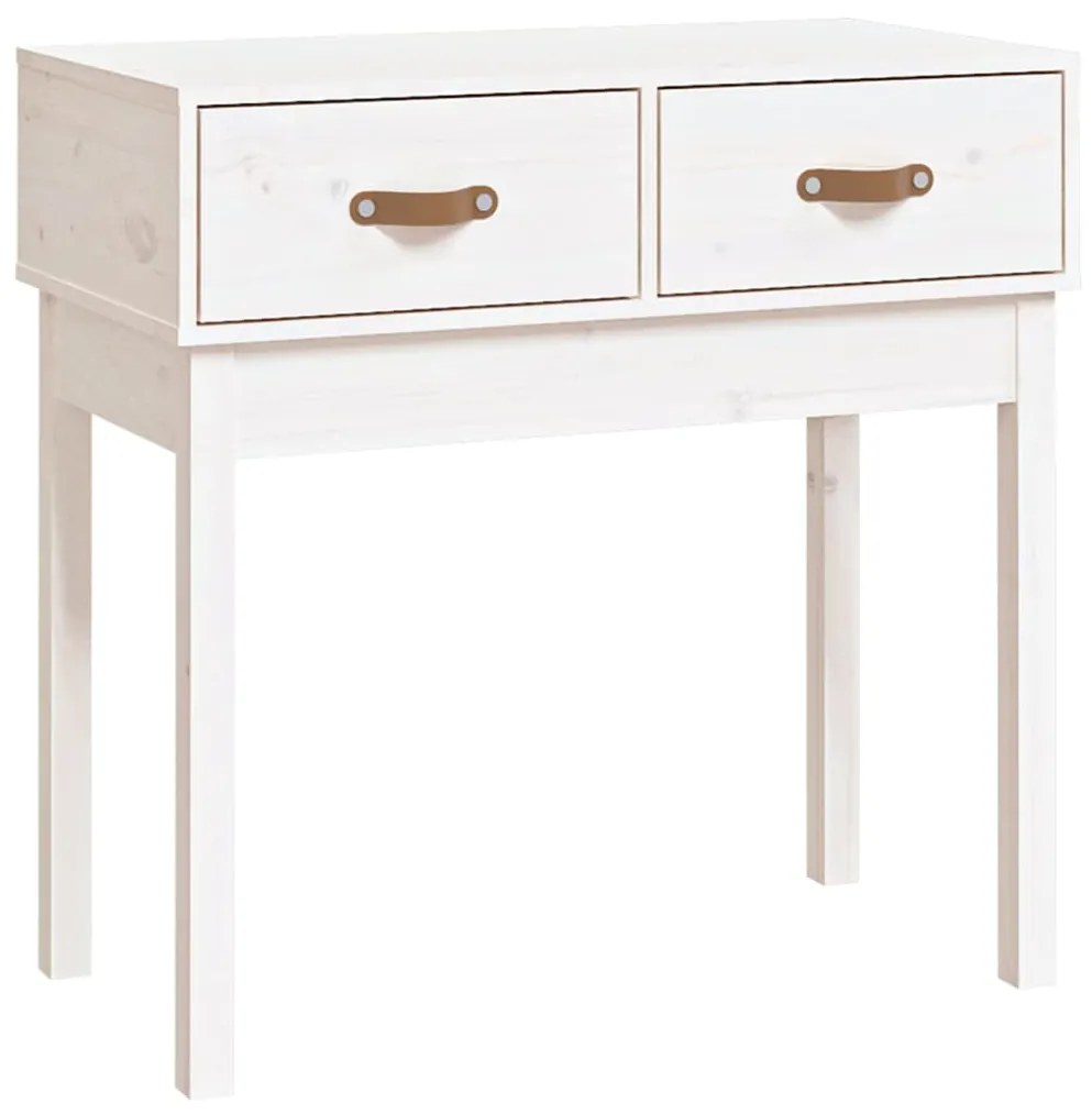 Tavolo consolle bianco 76,5x40x75 cm in legno massello di pino