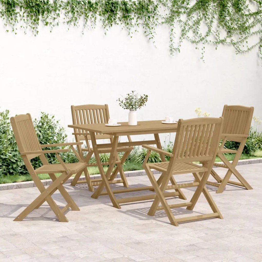 Set da pranzo per giardino 5 pz in legno massello di acacia