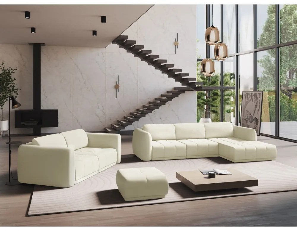 Divano angolare bianco (con penisola a destra) Hoku – Makamii