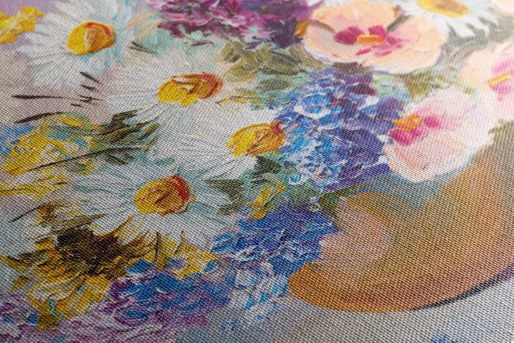 Quadro su tela – Dipinto a olio di fiori estivi