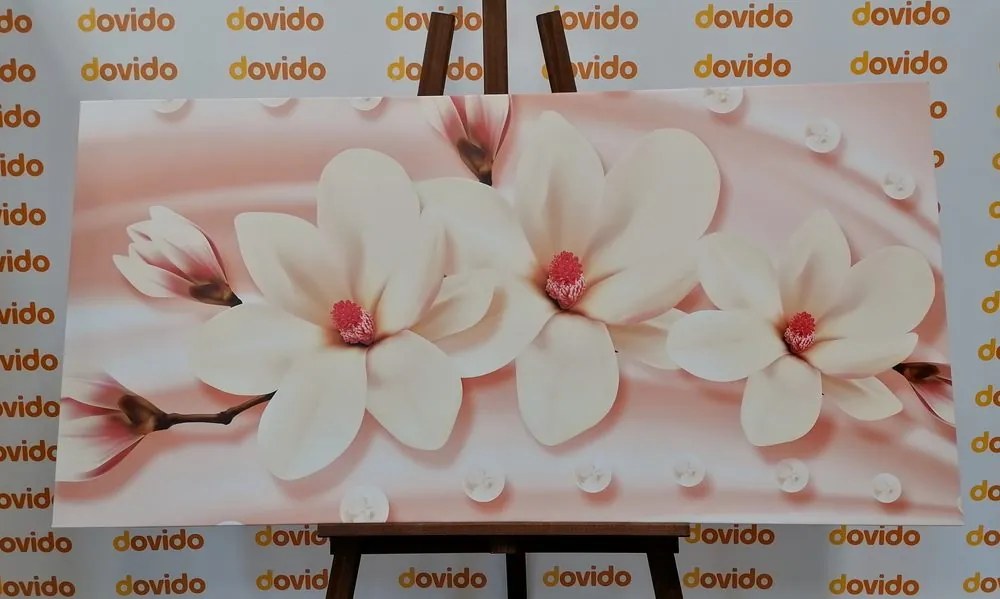 Quadro su tela – Magnolia di lusso con perle