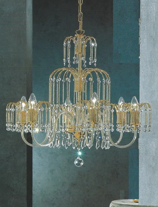 6-light chandelier gold and Swarovski crystal - 406/6 -Royal Crystal - Arredo Luce Cromo