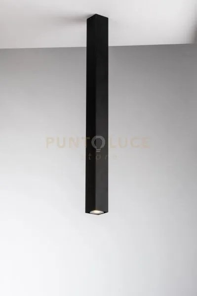 Plafoniera fluke quadrata nera 1 luce attacco gu10 6x6x75cm