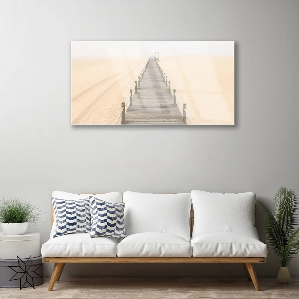 Quadro in vetro Architettura del ponte di sabbia 100x50 cm 2 appendini