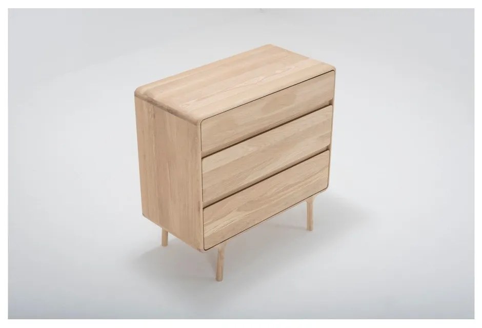 Cassettiera in rovere massiccio con 3 cassetti Fawn - Gazzda