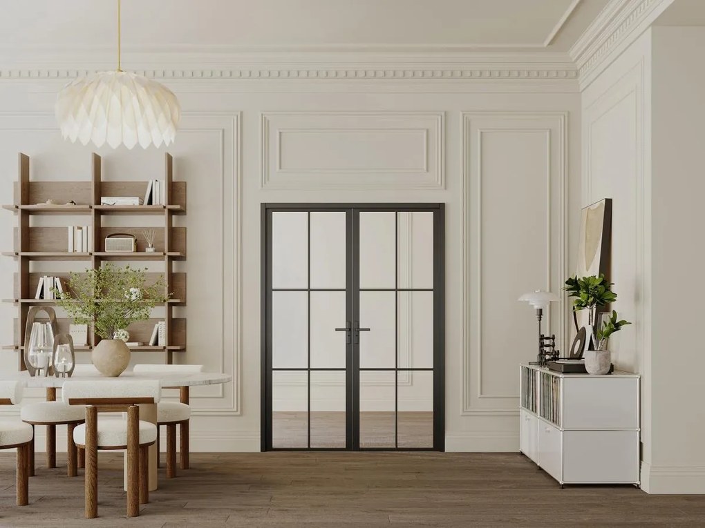 Blocco porta a due battenti H204 cm x L146 cm in Alluminio e Vetro temperato - SEROTO