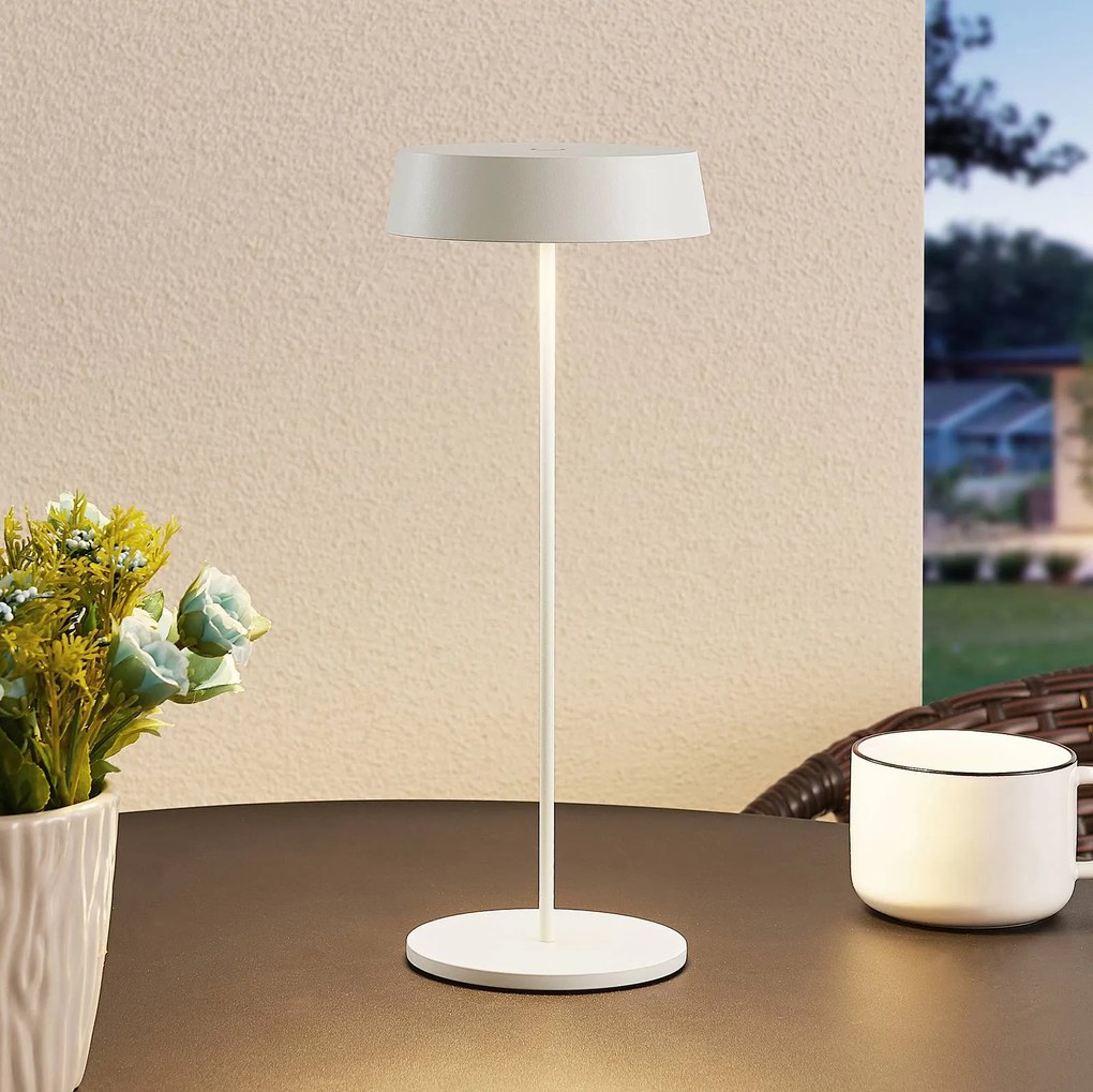 Lucande Lampada da tavolo ricaricabile a LED Tibia, bianco, alluminio,