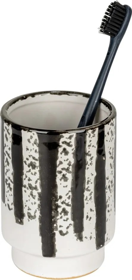 Portaspazzolino bianco e nero in ceramica Subiza – Wenko