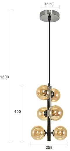 Brilagi - Lampadario LED sospeso su cavo MILLA 6xG9/3W/230V nero cromato/oro