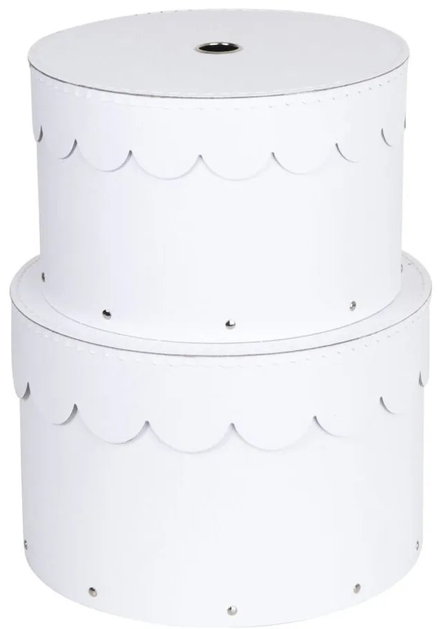 Scatole in set con coperchio bianche in cartone 2 pz ø 26x17,5 cm Wilma Paper Laminate – Bigso