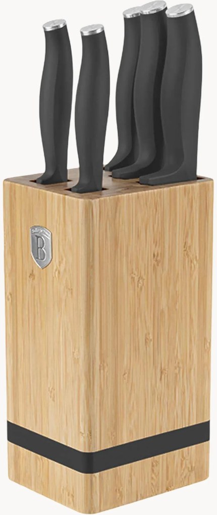 Set di coltelli da cucina in acciaio inossidabile con supporto Anthracite, set da 6
