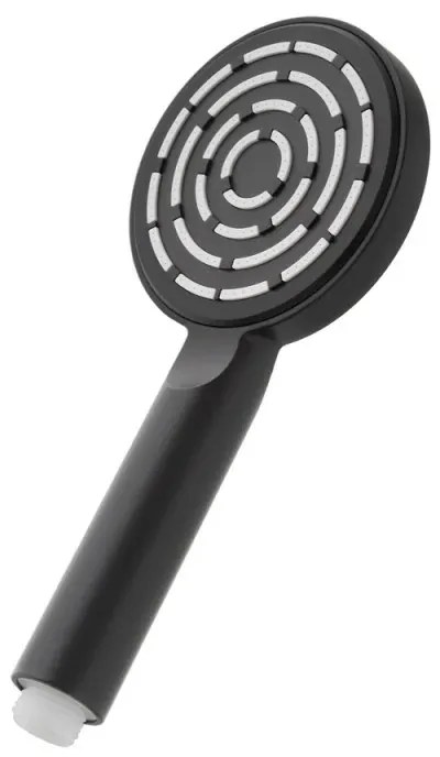 Doccetta tonda monogetto da 23,5 cm nero opaco in ABS anticalcare Hidra