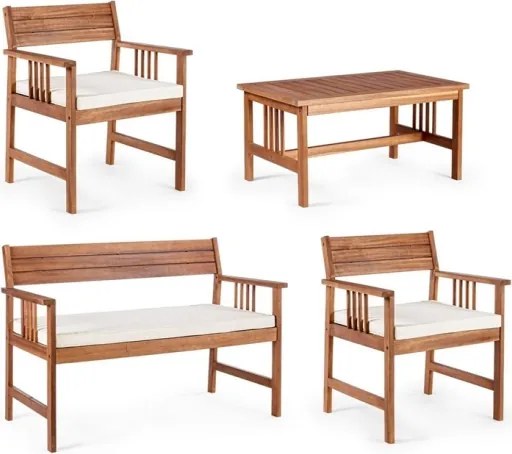 Set Salotto Da Esterno 4 Posti In Legno Di Acacia Con Cuscini Noemi Bizzotto