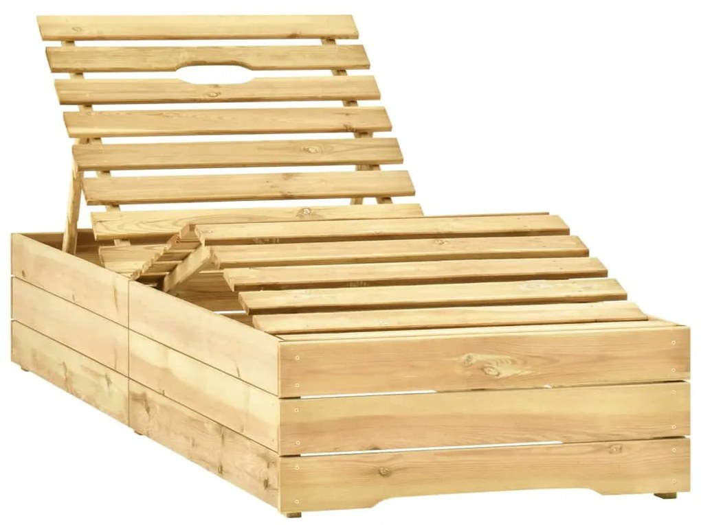 Lettino da giardino con tavolino cuscino legno pino impregnato