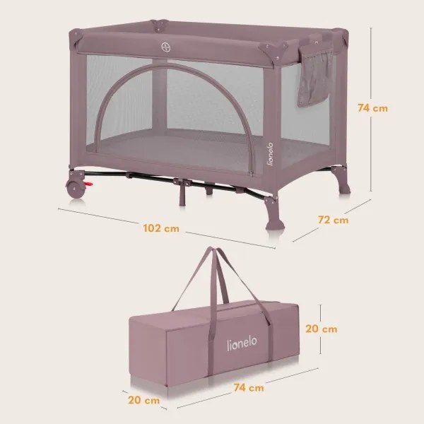 Lionelo - Lettino da viaggio LAURA Rosa Nude