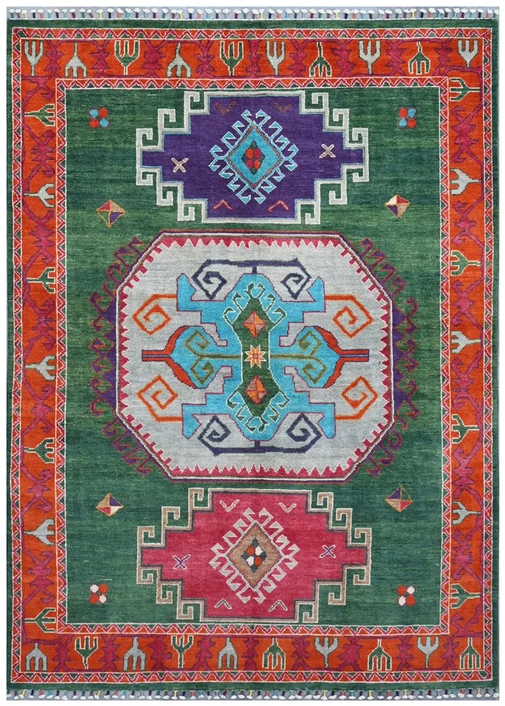 Kazak Tappeto 150x200 (Pakistan) Annodato A Mano