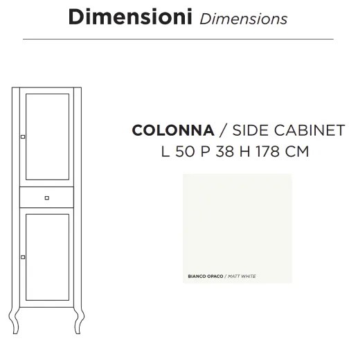 Colonna da bagno a terra in stile classico MARTINA a 2 ante e 1 cassetto BIANCO