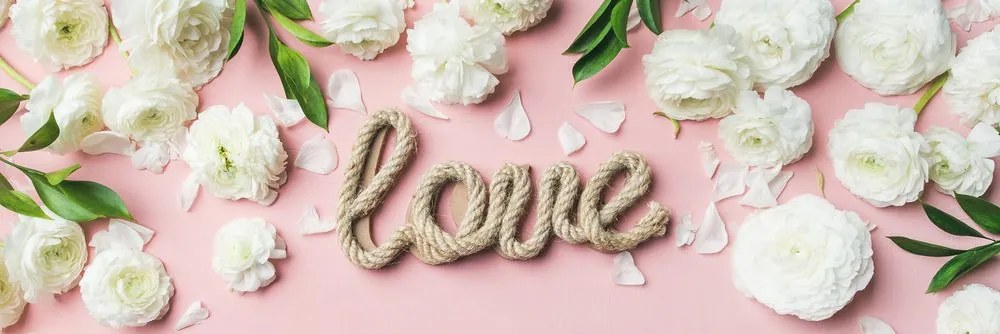 Quadro su tela – Scritta Love in stile romantico
