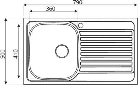 Lavello Cucina Da Appoggio In Acciaio Inox 79x50 Cm 1 Vasca Destro