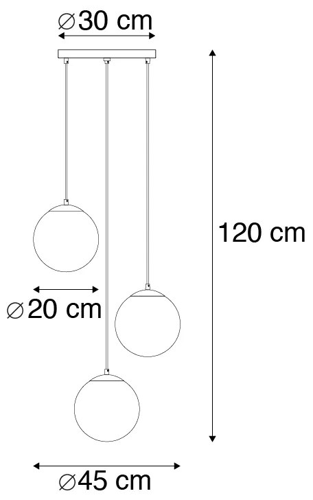 Lampada a sospensione intelligente in ottone con 3 ST64 WiFi con vetro blu - Pallon