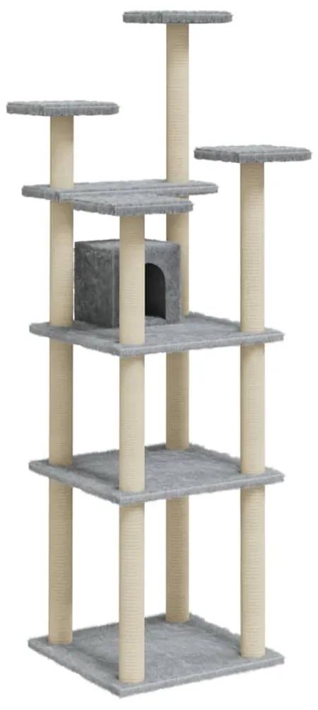 Albero per gatti con tiragraffi in sisal grigio chiaro 171 cm