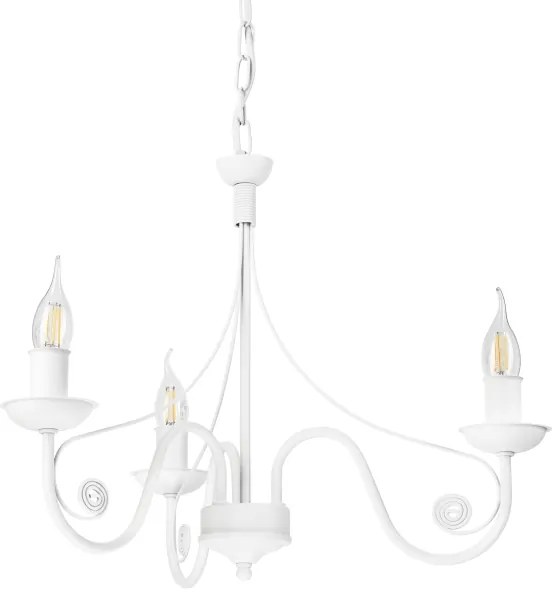 Lampadario a sospensione con catena DONATO 3xE14/40W/230V bianco